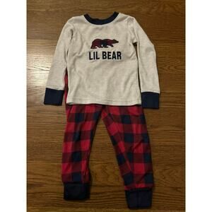 Dearfoams Lil Bear Pajamas 3T Plaid 2PC Matching Set Holiday Christmas Thermal